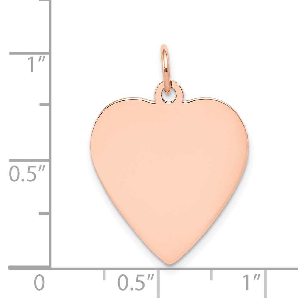 14k Rose Gold Plain .013 Gauge Engraveable Heart Disc Charm