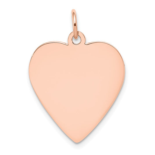 14k Rose Gold Plain .018 Gauge Engraveable Heart Disc Charm