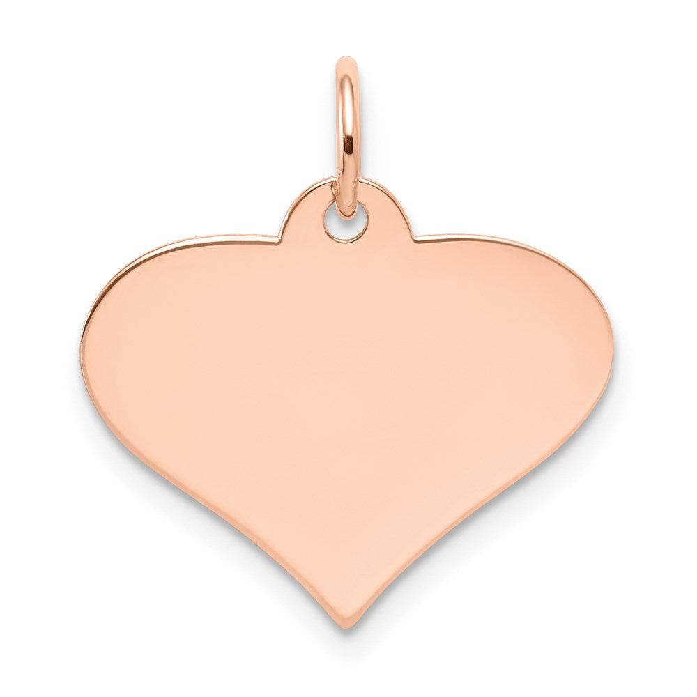 14k Rose Gold Plain .013 Gauge Engraveable Heart Disc Charm