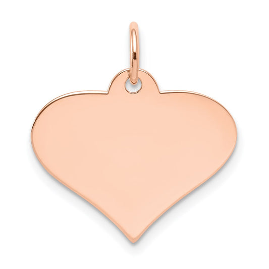 14k Rose Gold Plain .013 Gauge Engraveable Heart Disc Charm