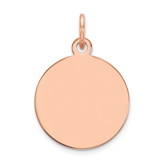 14k Rose Gold Plain .018 Gauge Circular Engravable Disc Charm