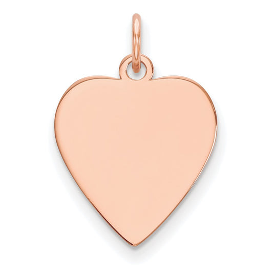 14k Rose Gold Plain .013 Gauge Heart Engravable Disc Charm