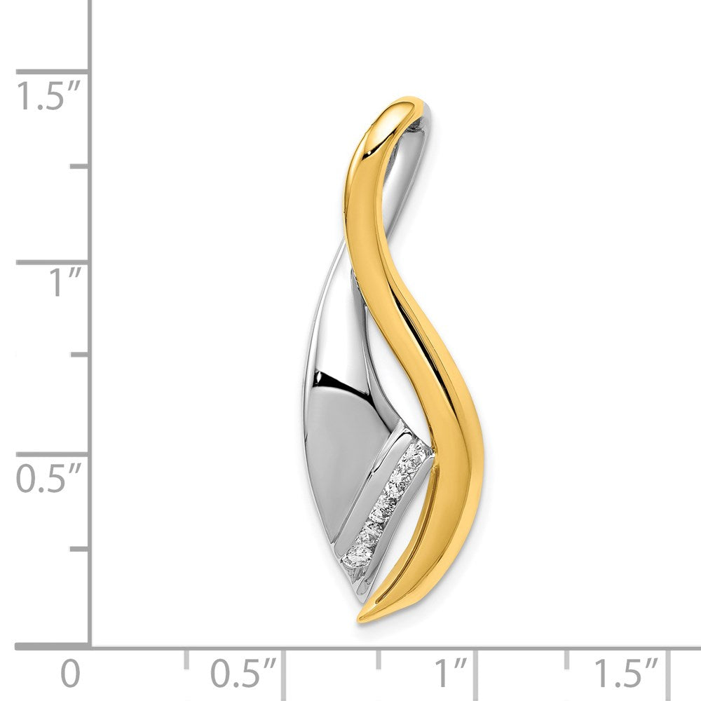 14k Two-Tone AA Diamond Twisted Ribbon Slide