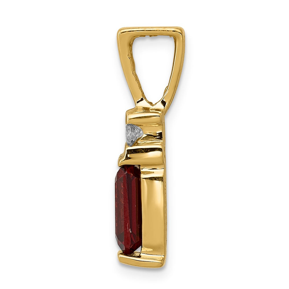 14k 8x6mm Emerald Cut Garnet VS Diamond Slide