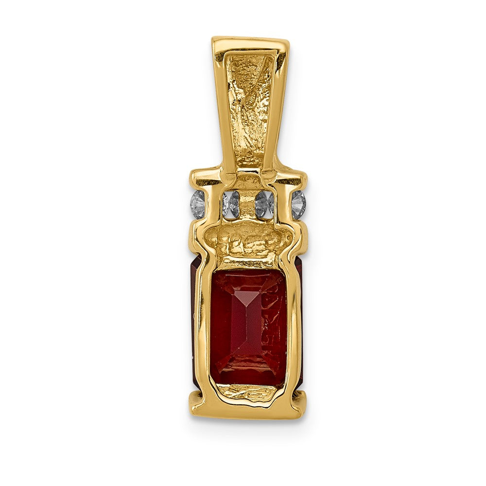 14k 8x6mm Emerald Cut Garnet AAA Diamond Slide