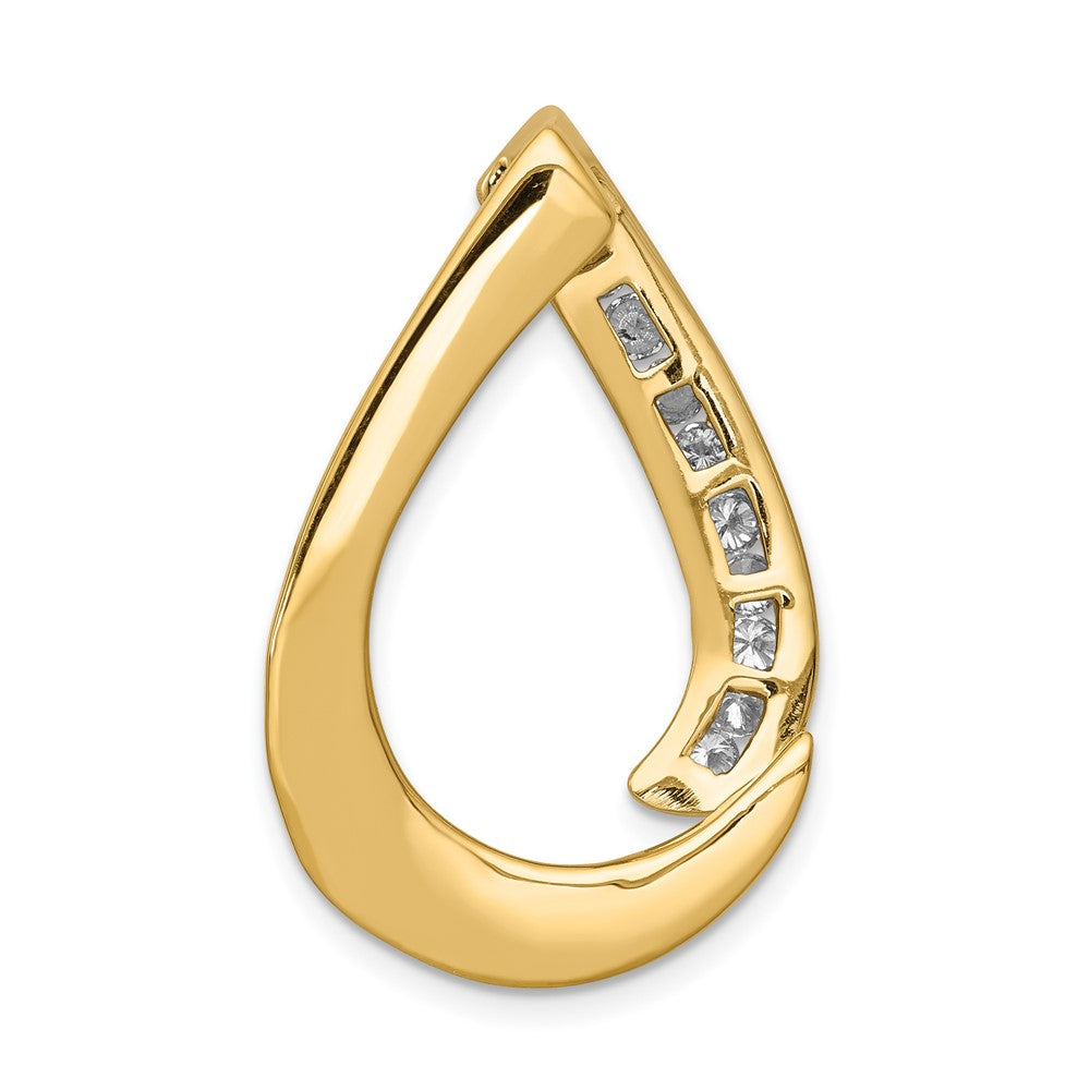 14k Two-Tone VS Diamond Teardrop Slide