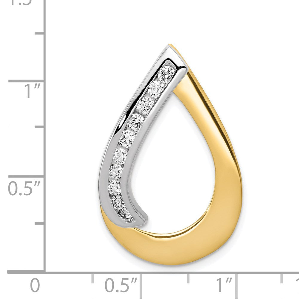 14k Two-Tone A Diamond Teardrop Slide