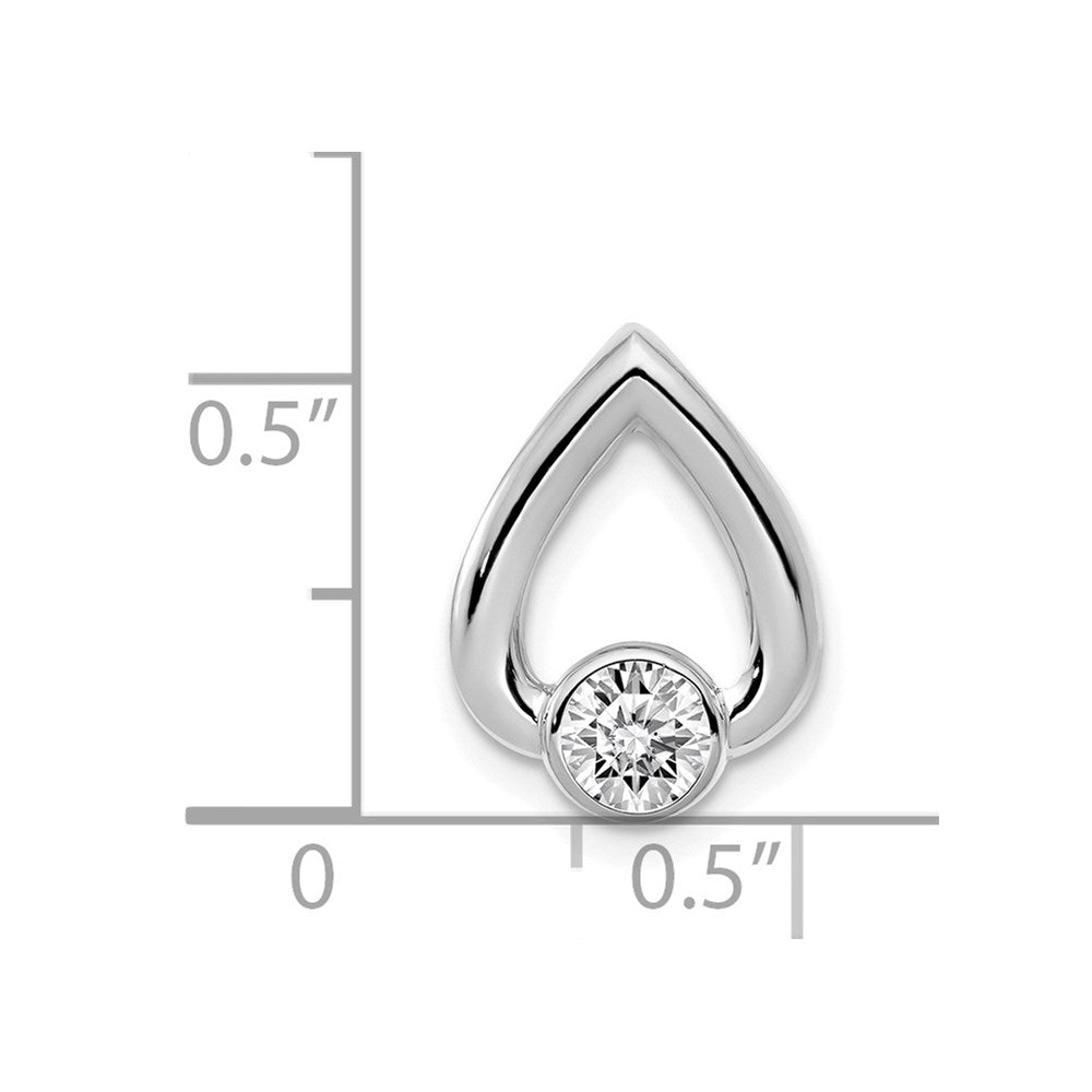 14k White Gold Teardrop 4mm Diamond Chain Slide Mtg