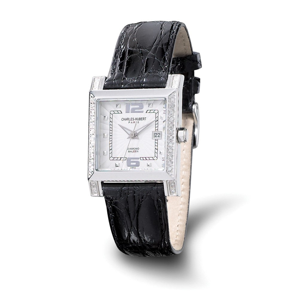Ladies Charles Hubert 0.42ct Diamond Bezel White 29x28mm Dial Watch