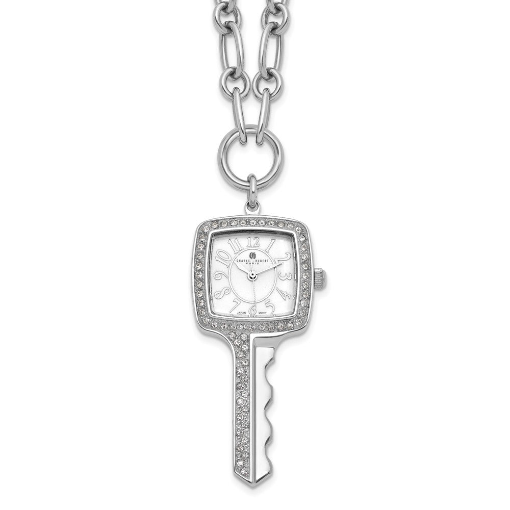 Ladies Charles Hubert Stainless Steel White Dial 24mm Pendant Watch