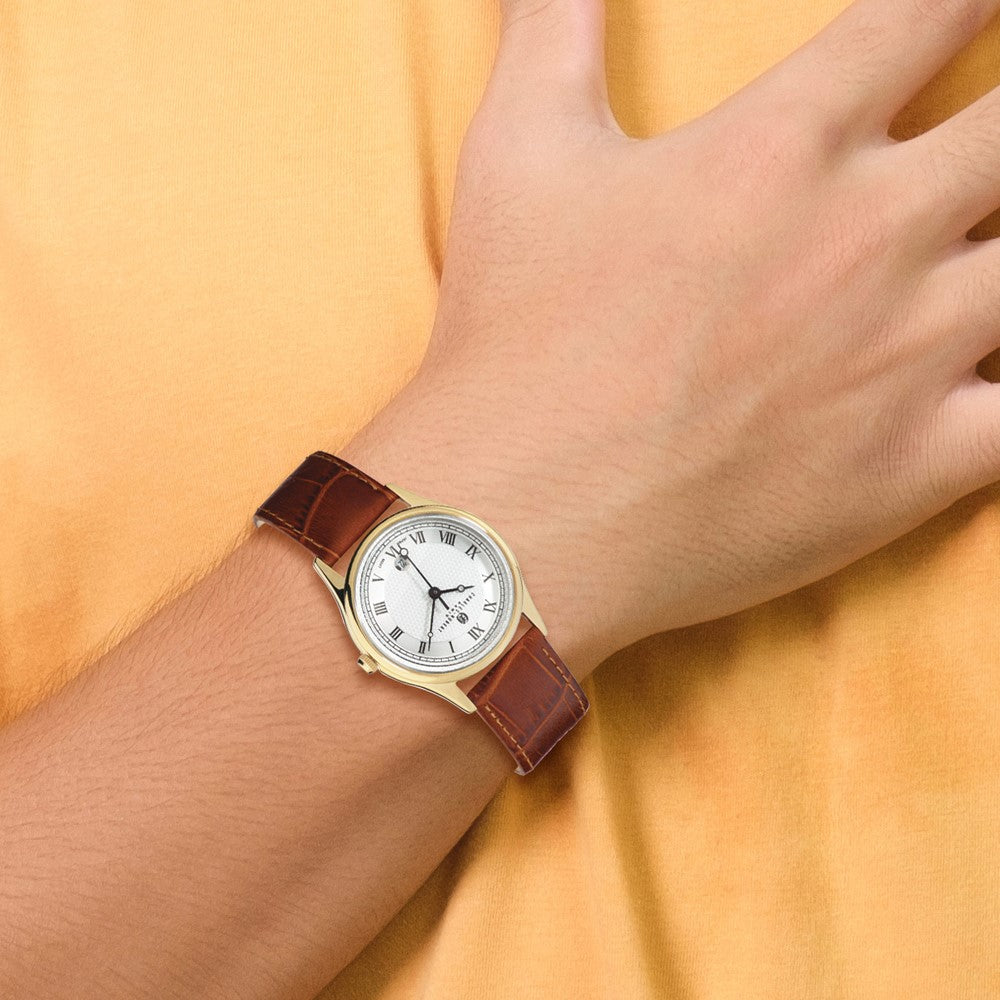 Mens Charles Hubert IP-plated Stainless Steel Leather Band 37mm Watch