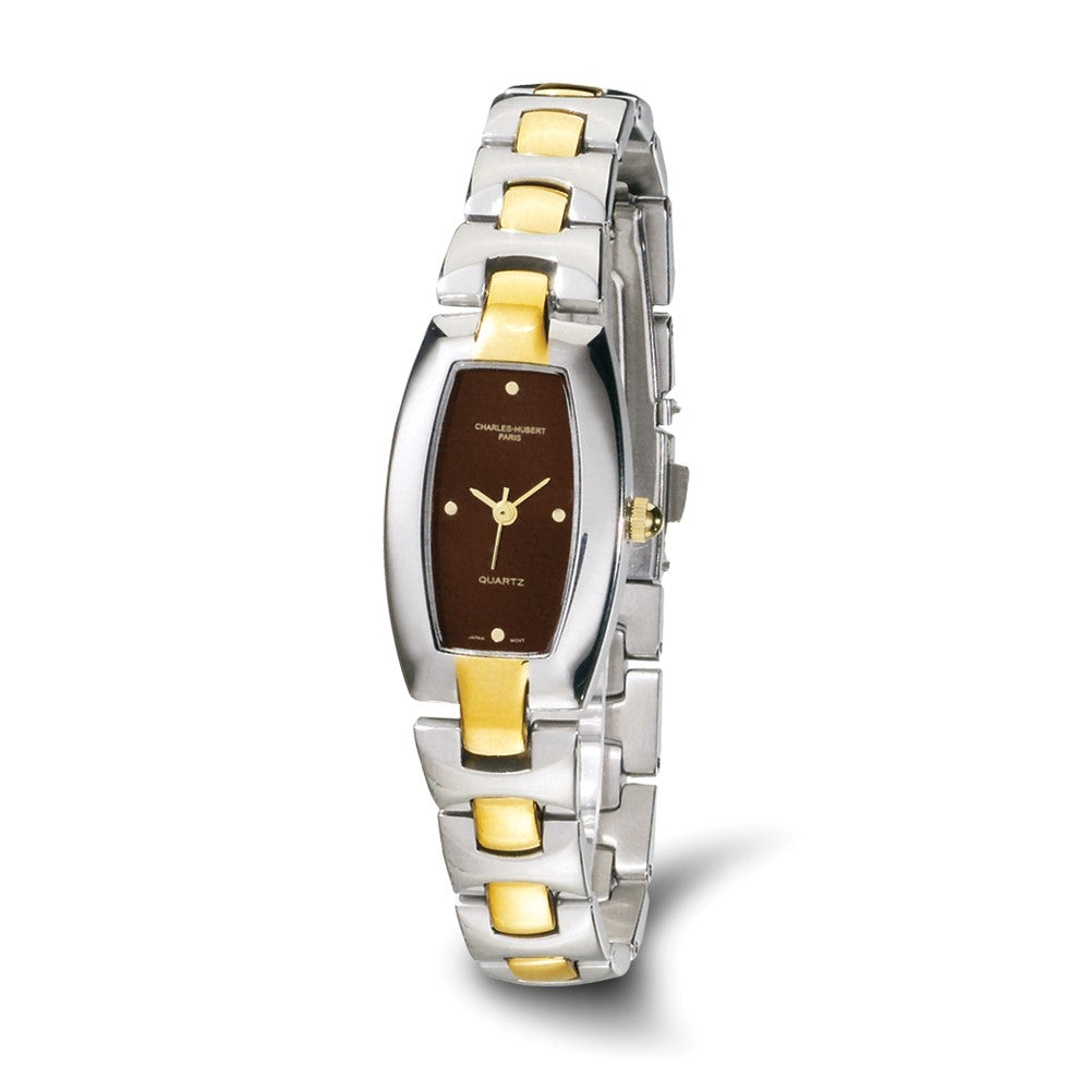 Ladies Charles Hubert IP-plated Stainless Steel Brown Dial 19x31mm Watch
