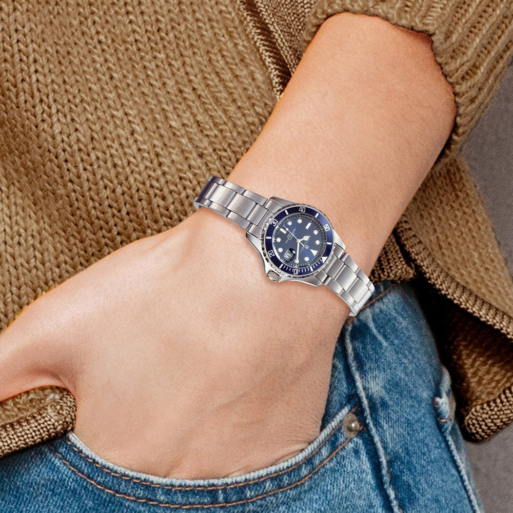 Ladies Charles Hubert Stainless Steel Band Blue Dial Watch