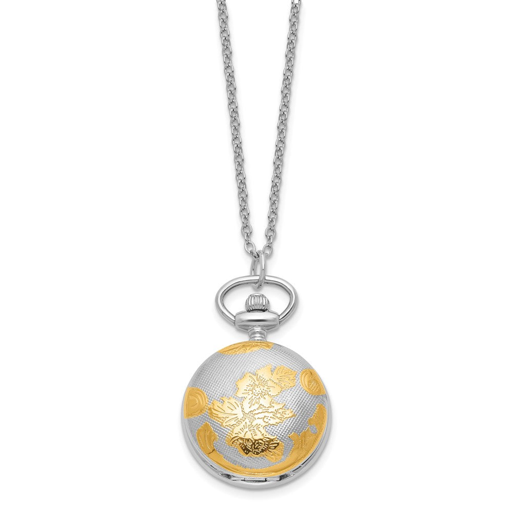Charles Hubert Two-tone Floral Design Pendant Watch