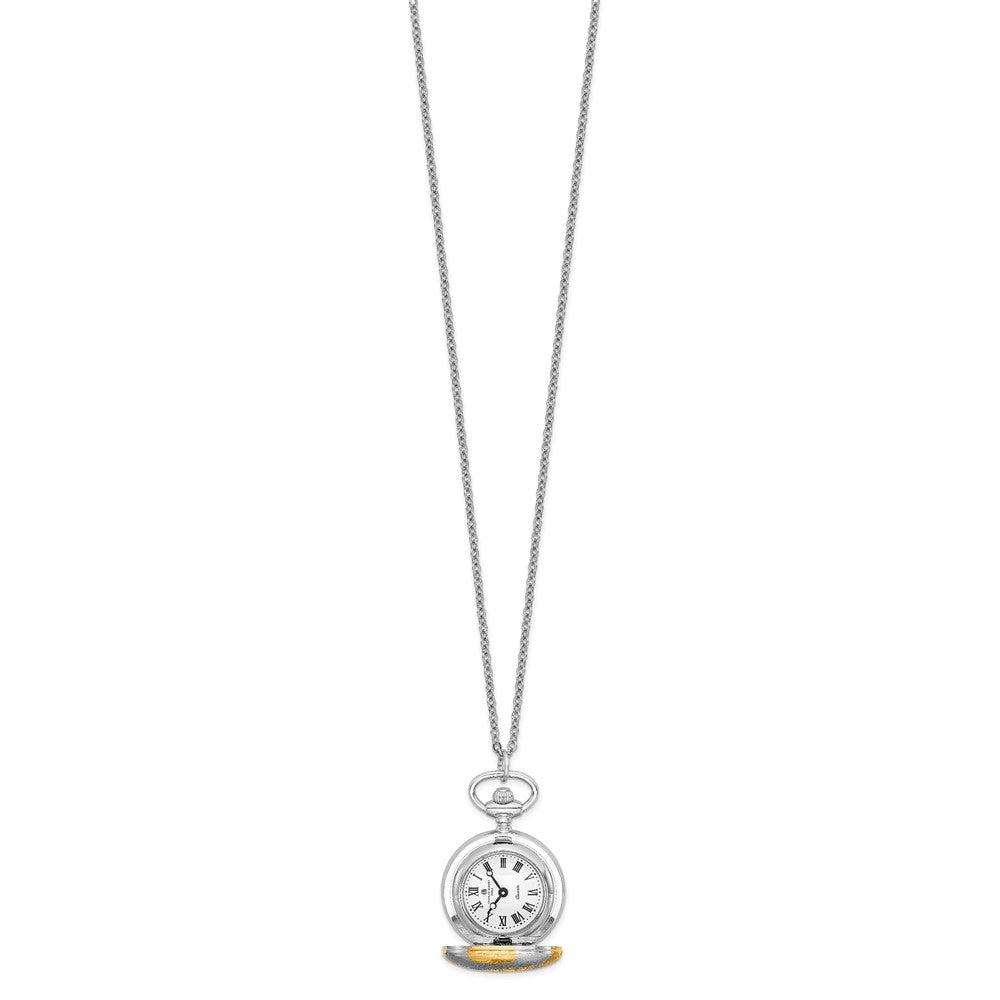 Charles Hubert Two-tone Floral Design Pendant Watch
