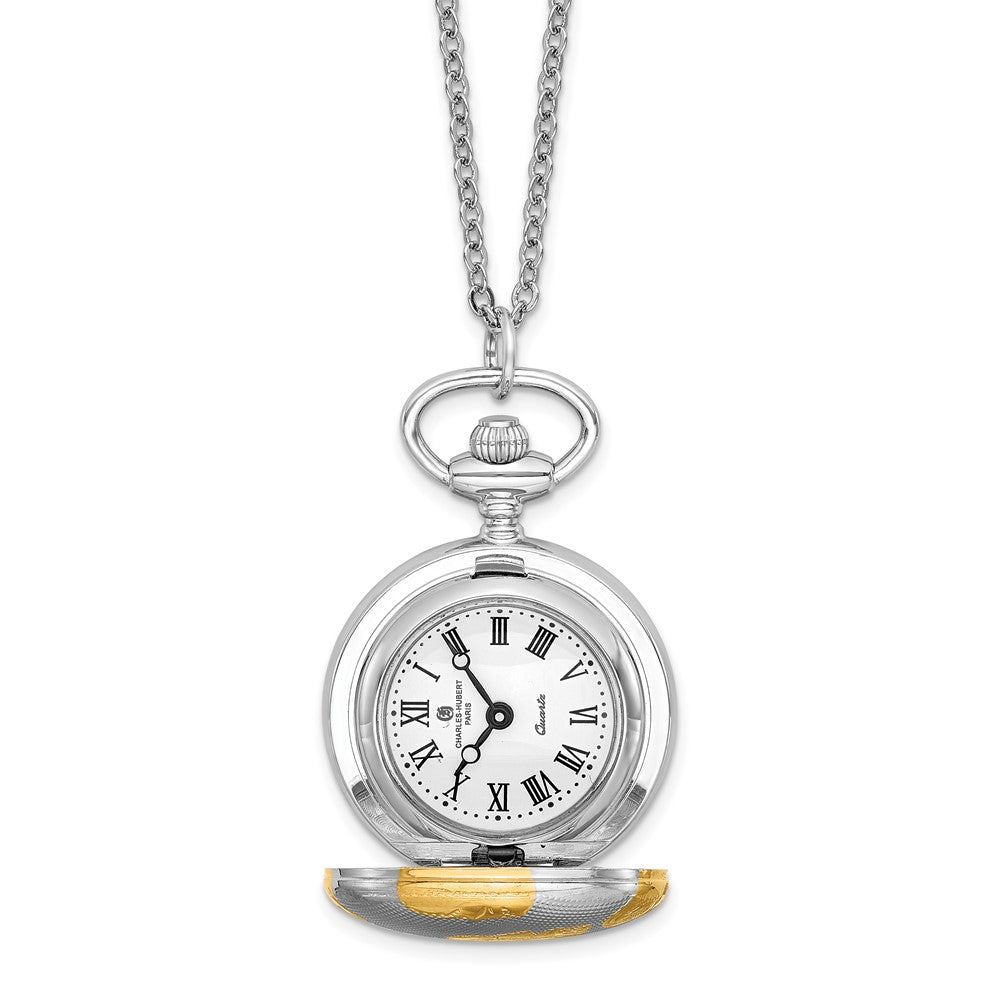 Charles Hubert Two-tone Floral Design Pendant Watch