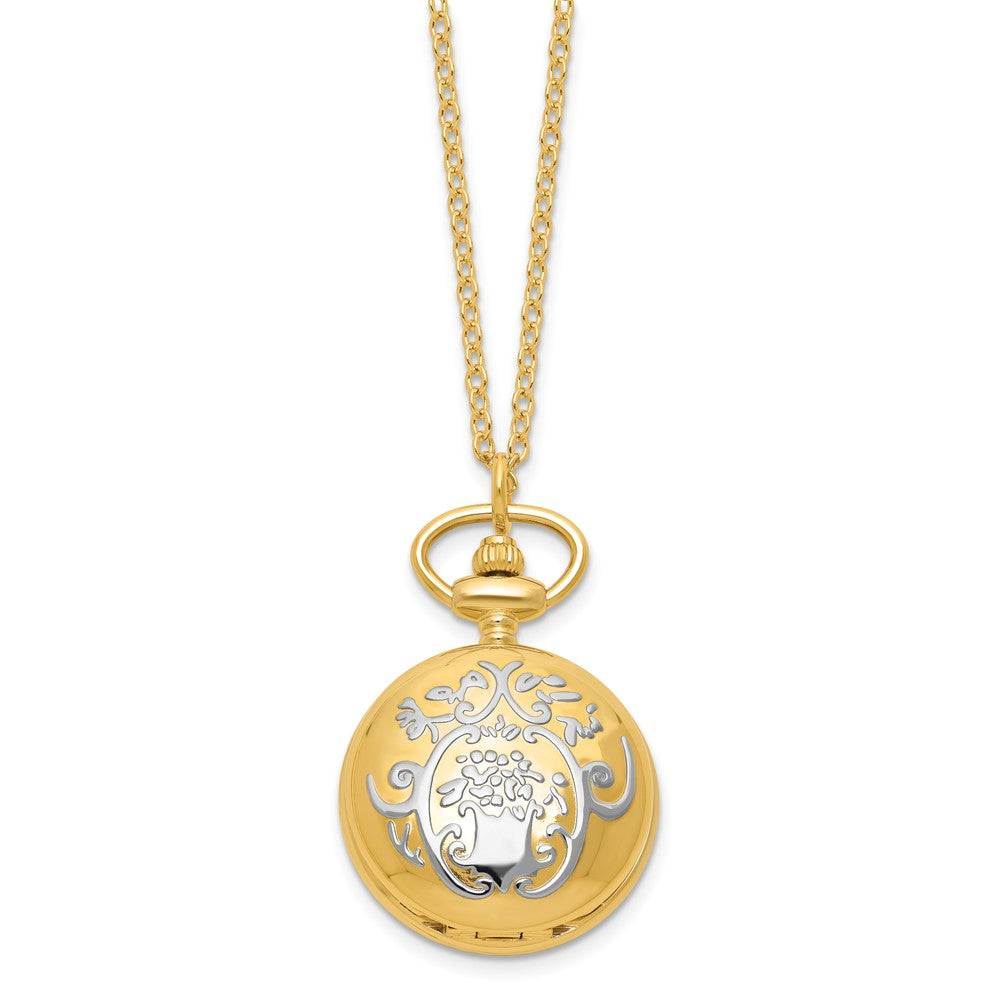Charles Hubert Two-tone Floral Design Pendant Watch