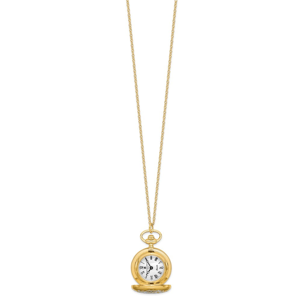 Charles Hubert Two-tone Floral Design Pendant Watch