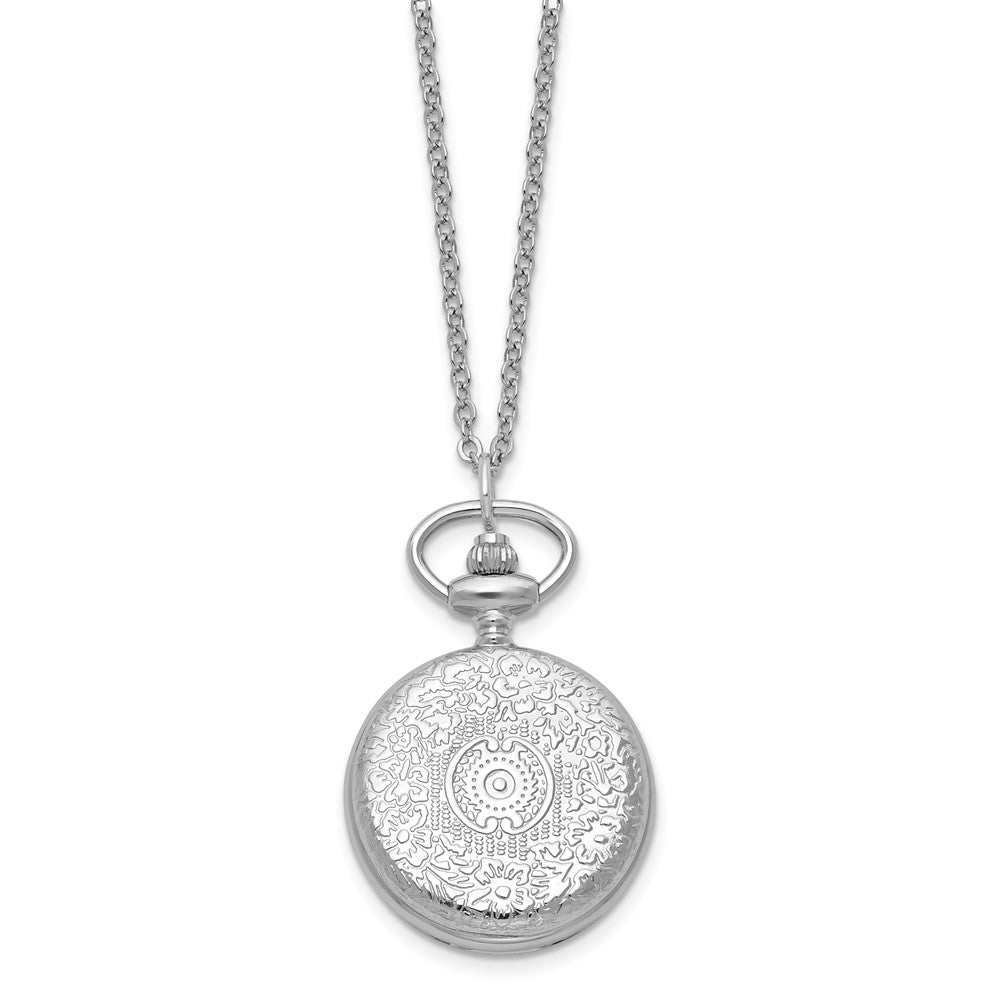 Charles Hubert Chrome-finish Floral Design Pendant Watch