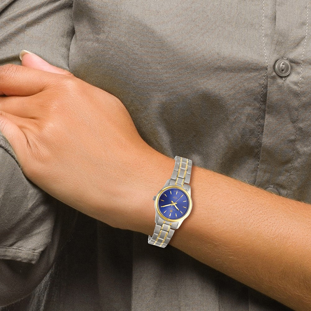 Ladies Charles Hubert Two-Tone Titanium 30mm Blue Dial Watch