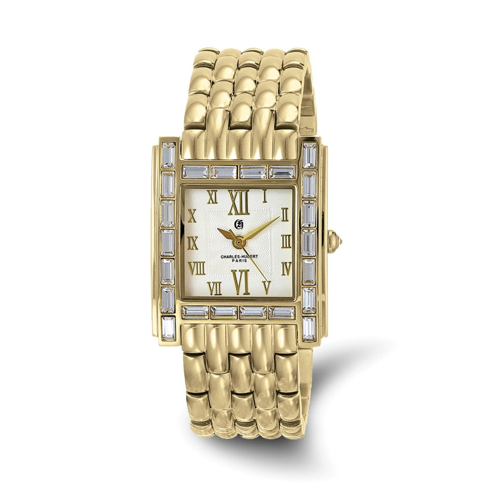 Ladies Charles Hubert Stainless Steel IP-plated Crystal Bezel 27 x 32mm Wat