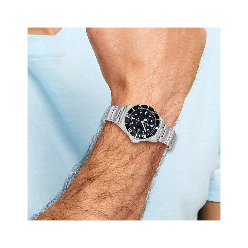 Mens Charles Hubert Stainless Steel Black Dial with Date Watch