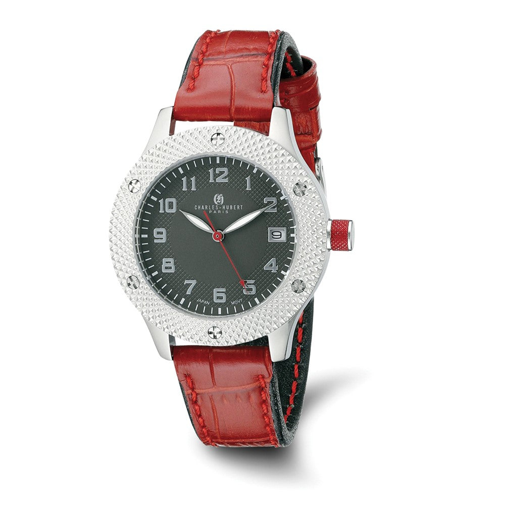 Ladies Charles Hubert Stainless Steel Black Dial Watch