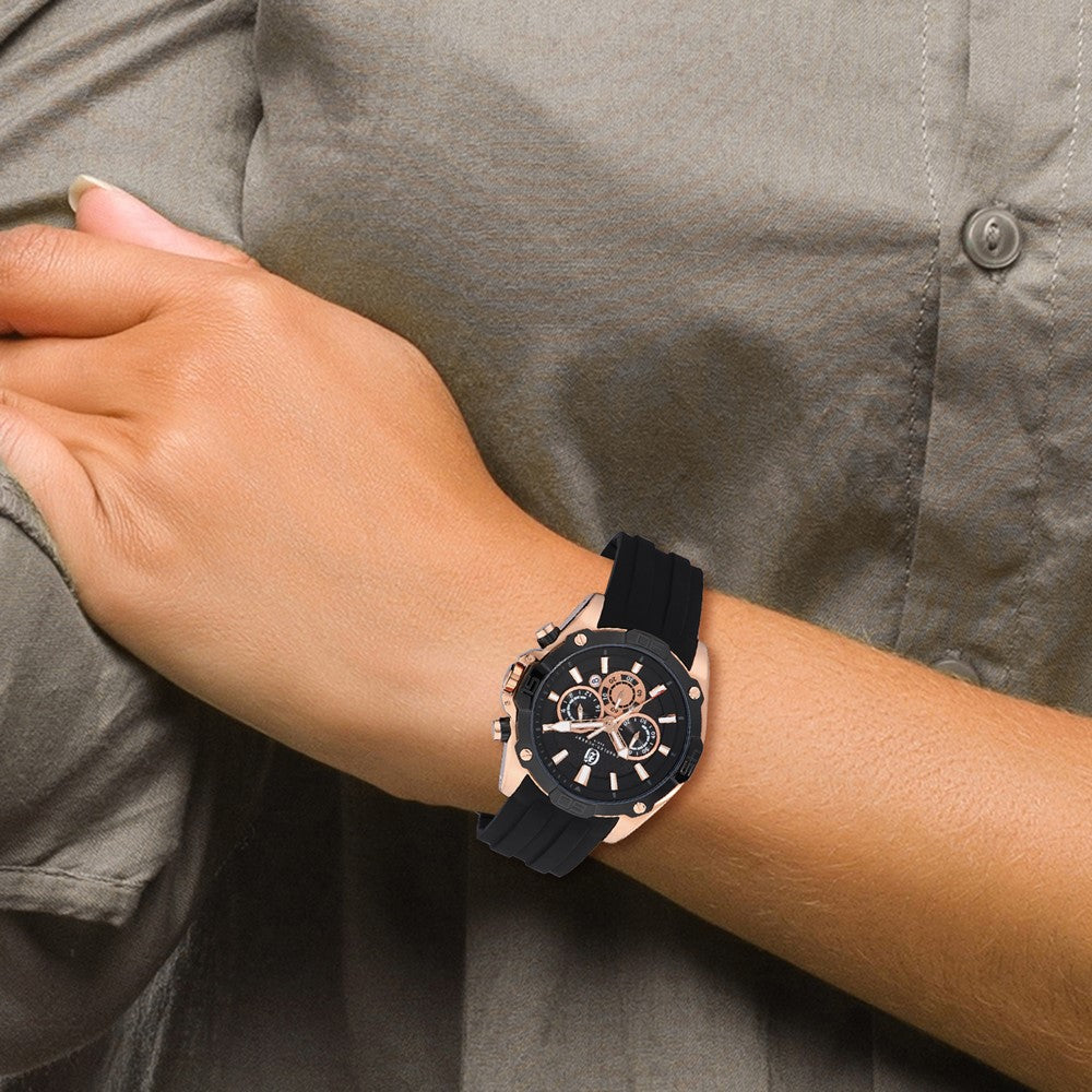 Mens Charles Hubert Stainless Steel Chronograph Black Dial Watch