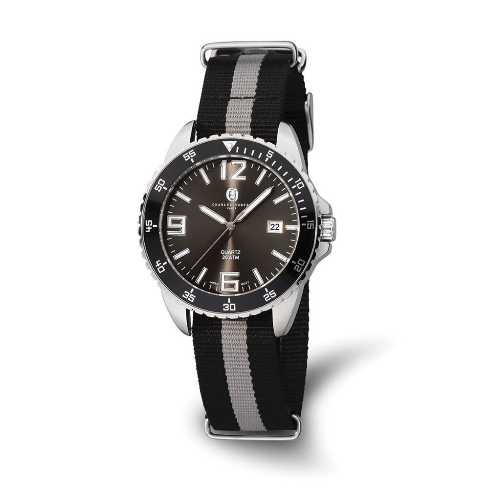 Mens Charles Hubert Stainless Steel Black Dial Watch