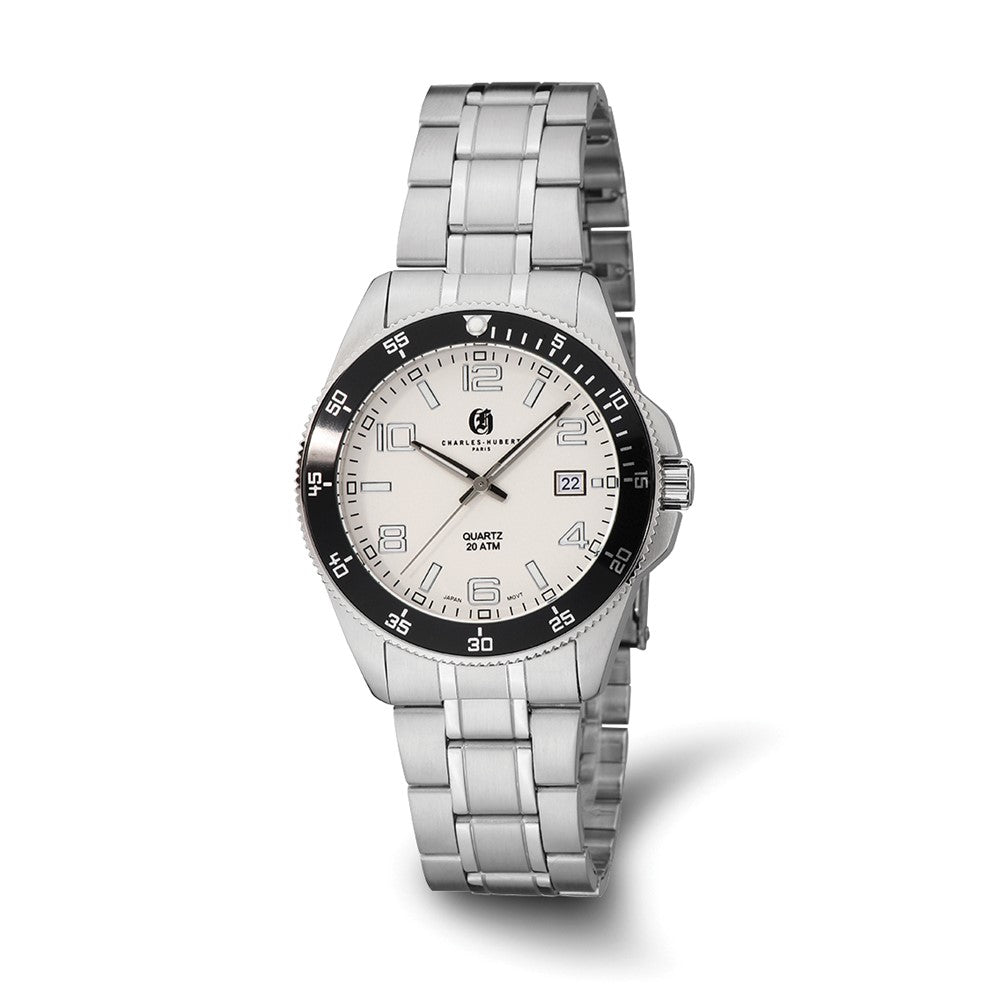Mens Charles Hubert Stainless Steel White Dial Watch
