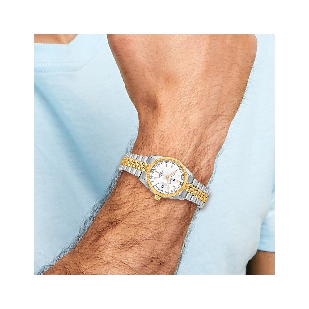 Mens Charles Hubert IP-plated Two-tone Off White Dial Watch