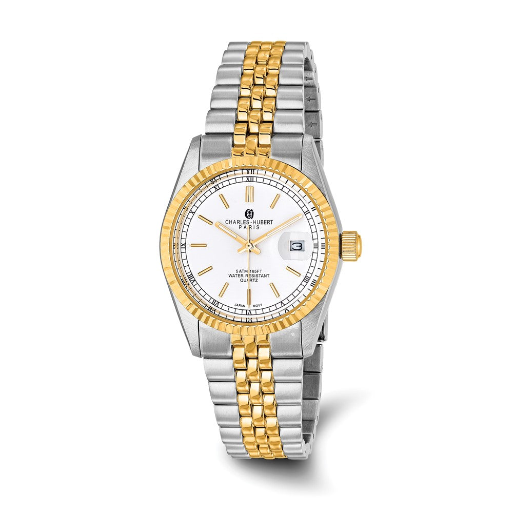 Mens Charles Hubert IP-plated Two-tone Off White Dial Watch