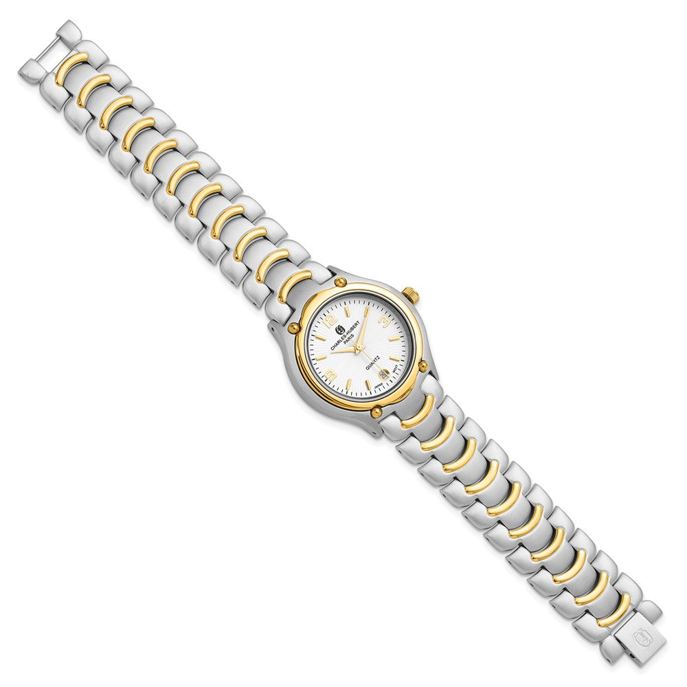 Mens Charles Hubert Two-tone Brass White Dial Watch