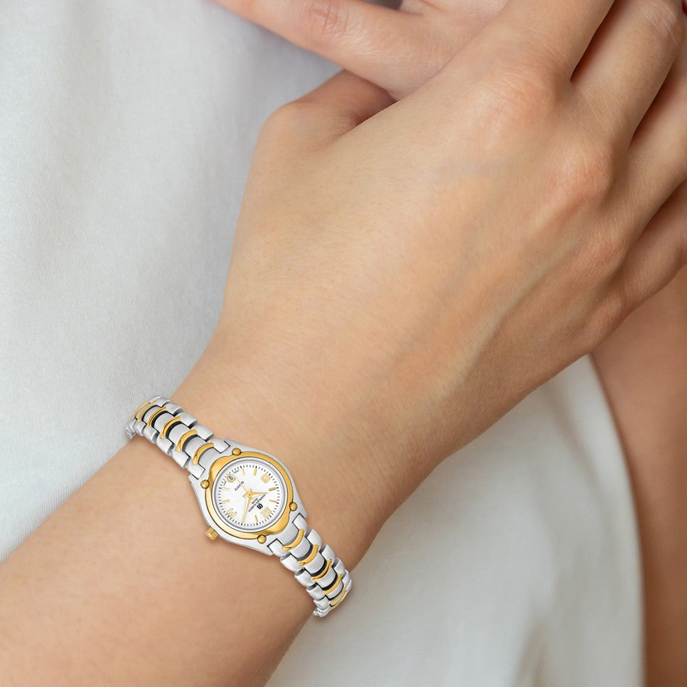 Ladies Charles Hubert Two-tone Brass White Dial Watch