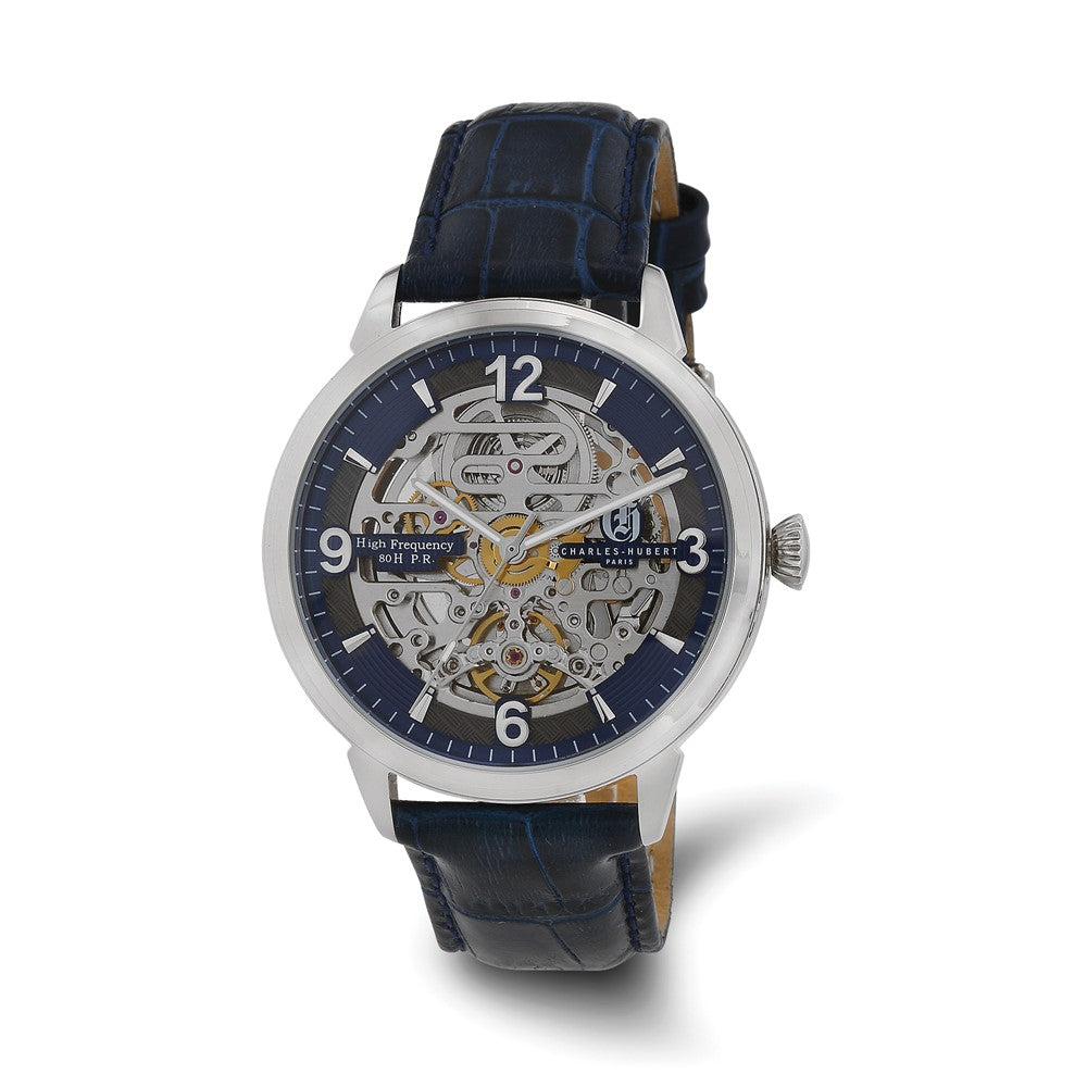 Charles Hubert Stainless Steel Blue Skeleton Dial Automatic Watch