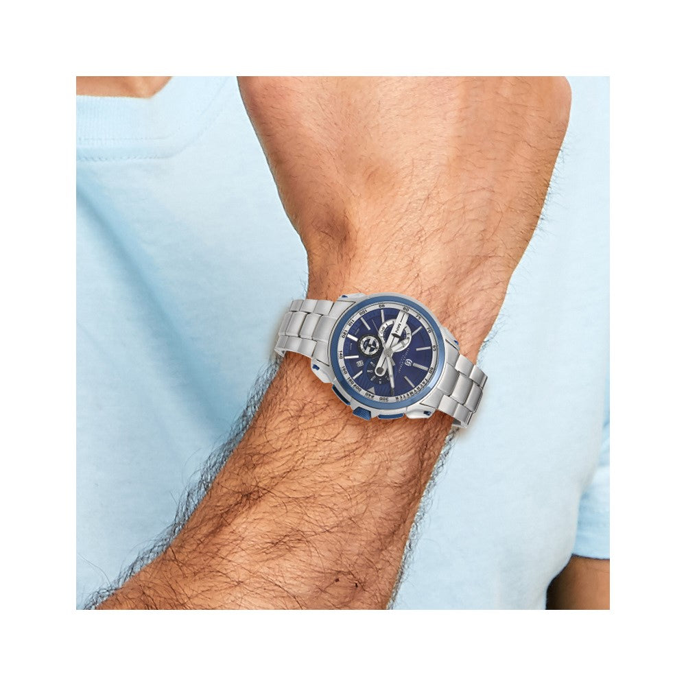 Charles Hubert Stainless Steel Chronograph Blue Dial Watch