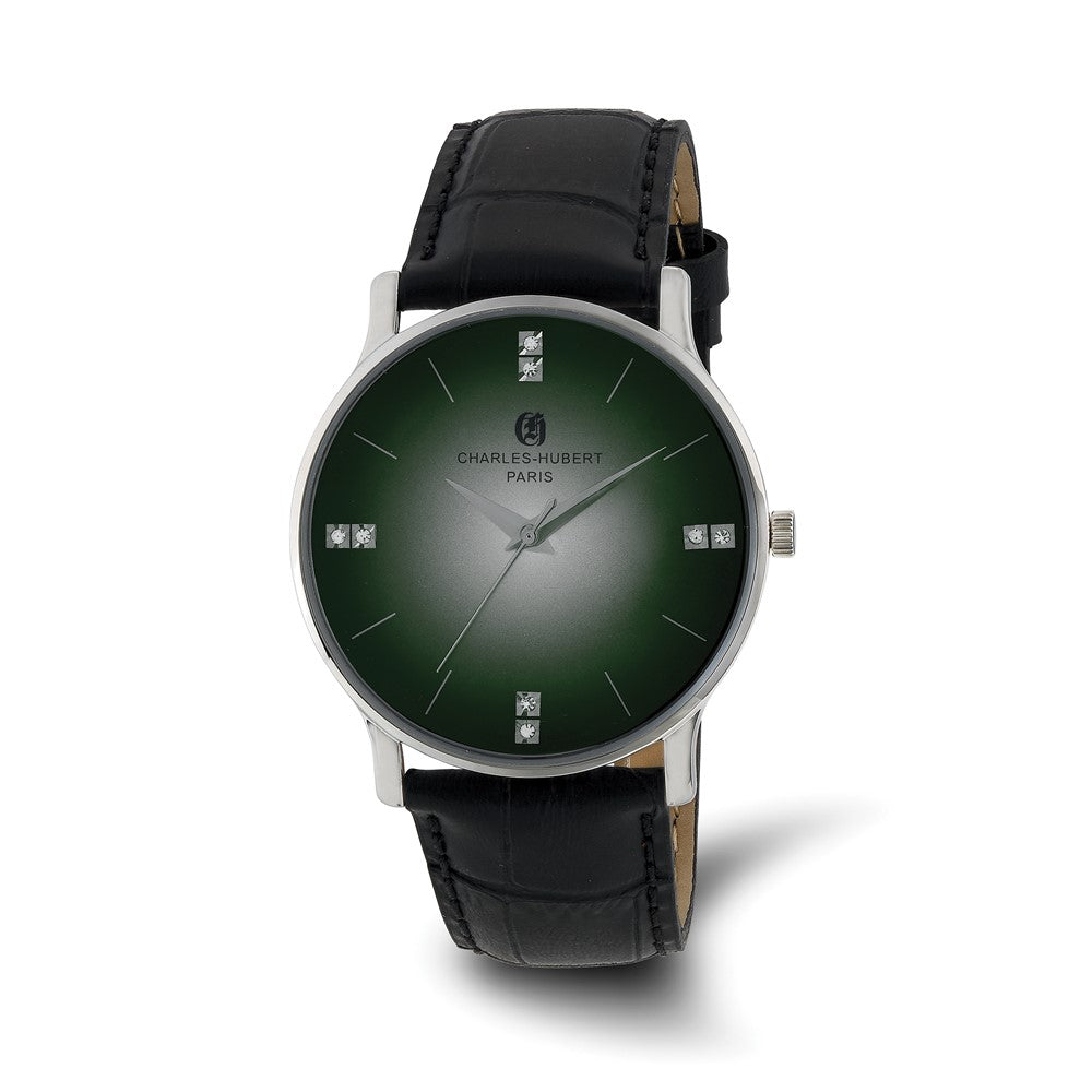Charles Hubert Mens Stainless Steel Green Dial Watch