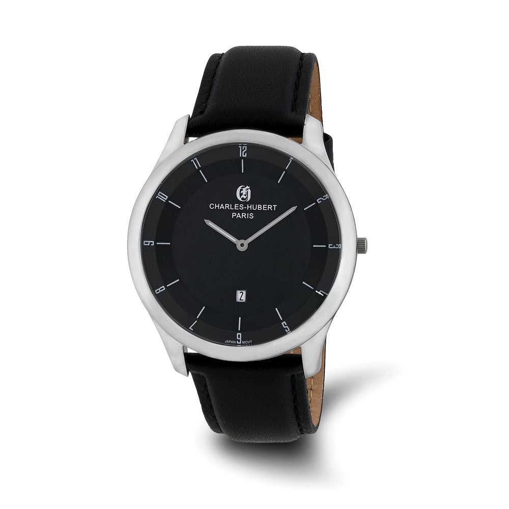 Mens Charles Hubert Stainless Steel Black Dial Watch