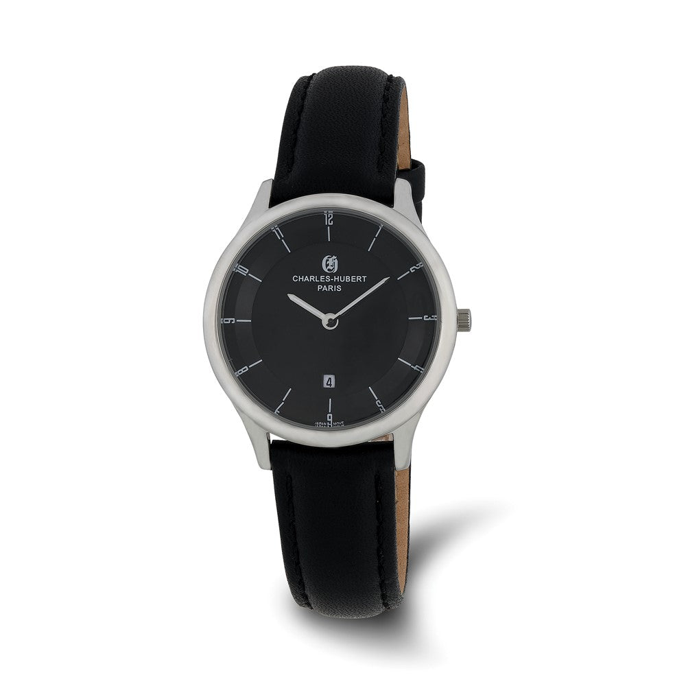 Ladies Charles Hubert Stainless Steel Black Dial Watch