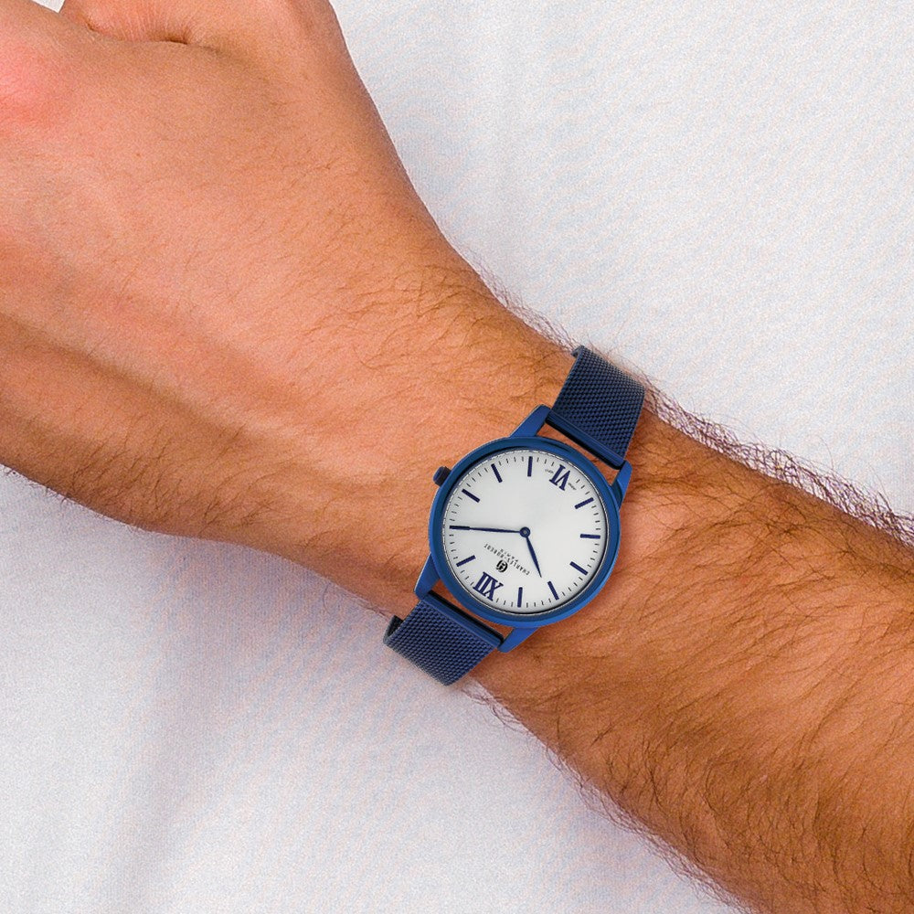 Mens Charles Hubert Blue IP-plated Stainless Off-White Dial Mesh Watch