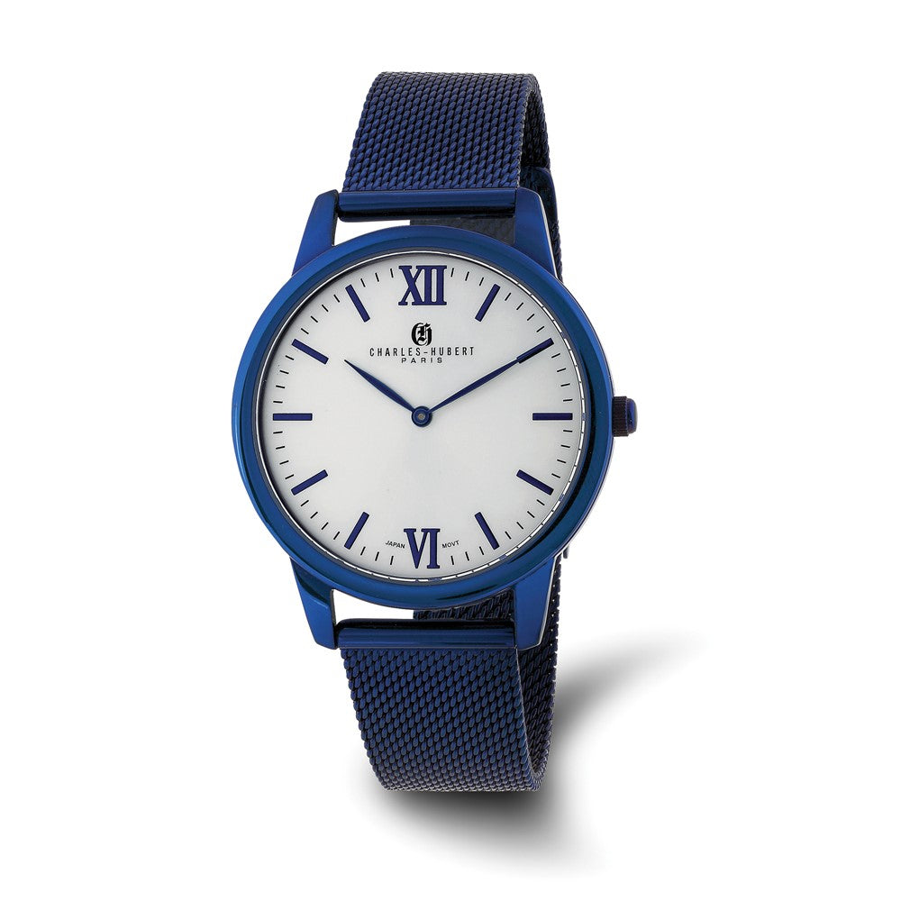 Mens Charles Hubert Blue IP-plated Stainless Off-White Dial Mesh Watch