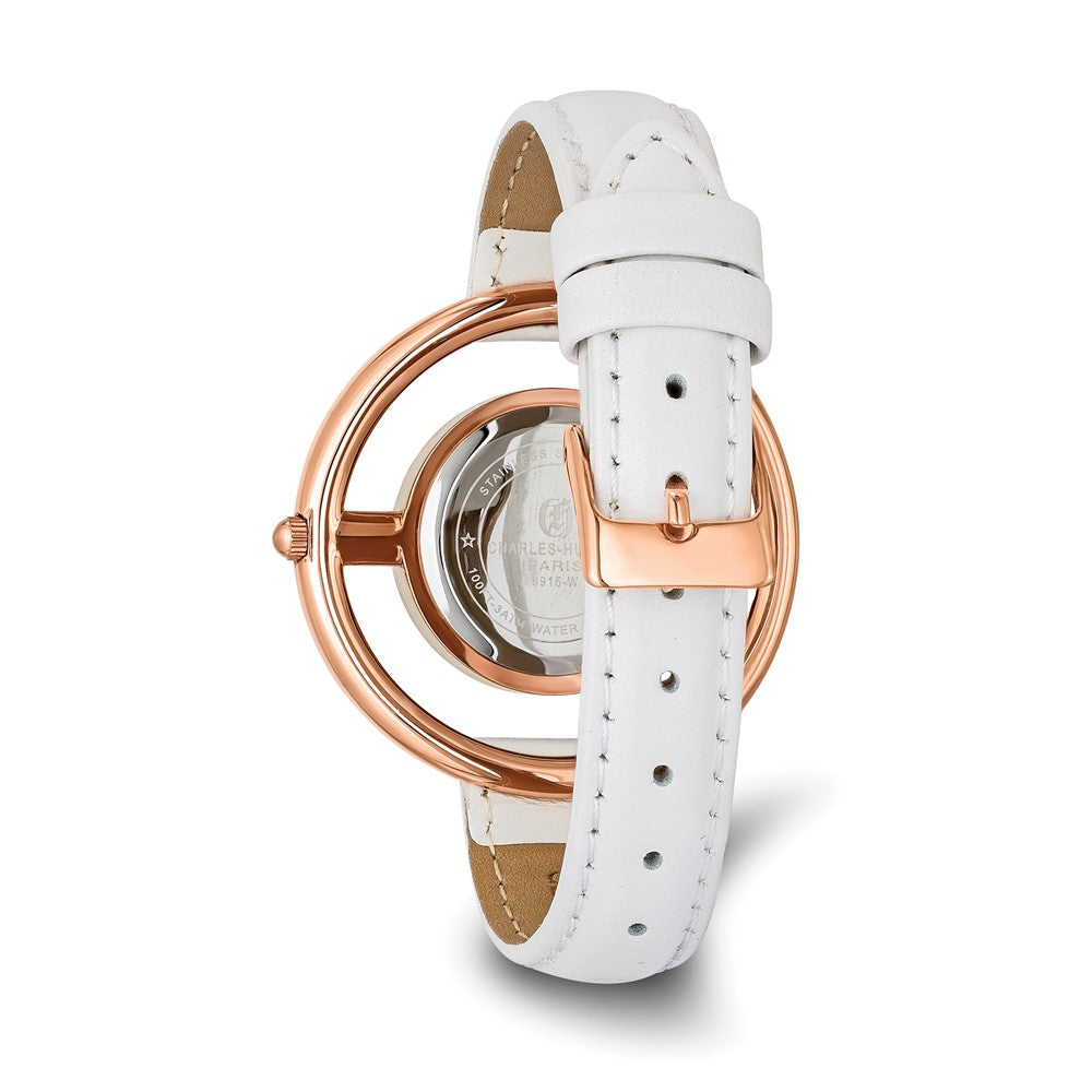 Ladies Charles Hubert Rose Finish Brass Silver-tone Dial Modern Circle Watc