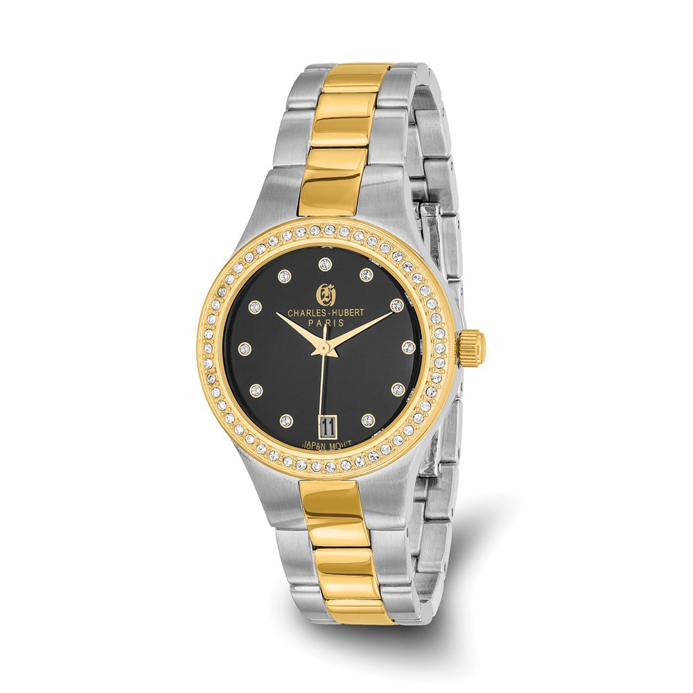 Ladies Charles Hubert Two-tone Stainless Steel Black Dial Watch