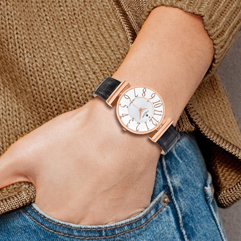 Ladies Charles Hubert Rose IP-plated Stainless Steel White Dial Watch