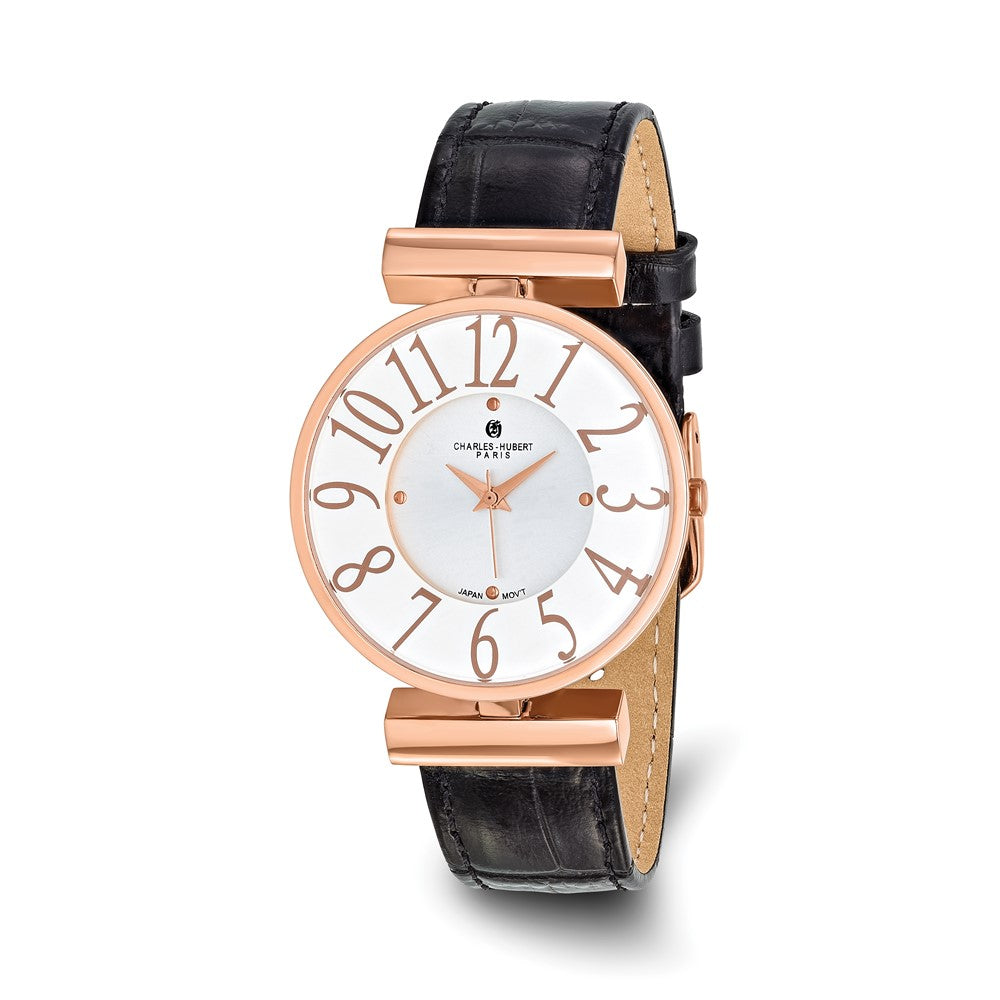 Ladies Charles Hubert Rose IP-plated Stainless Steel White Dial Watch