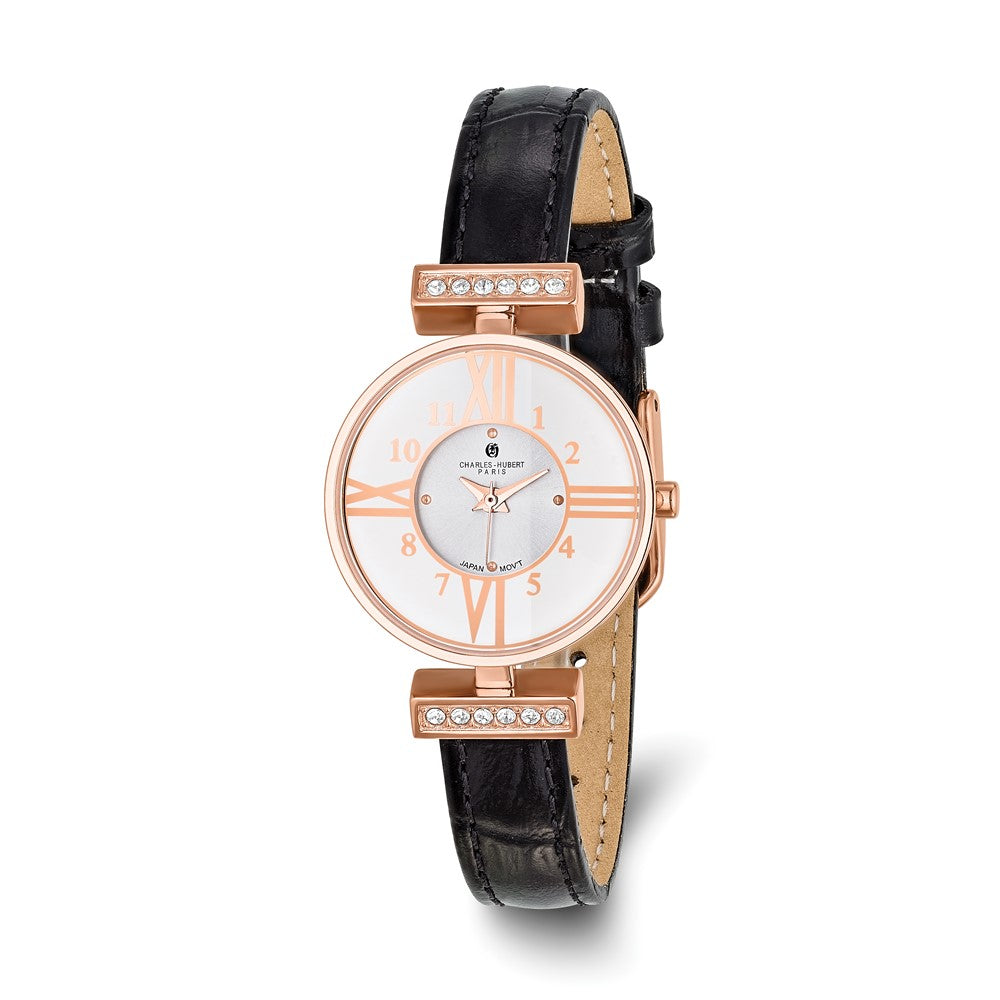 Ladies Charles Hubert Rose IP-plated Stainless Steel White Dial Watch