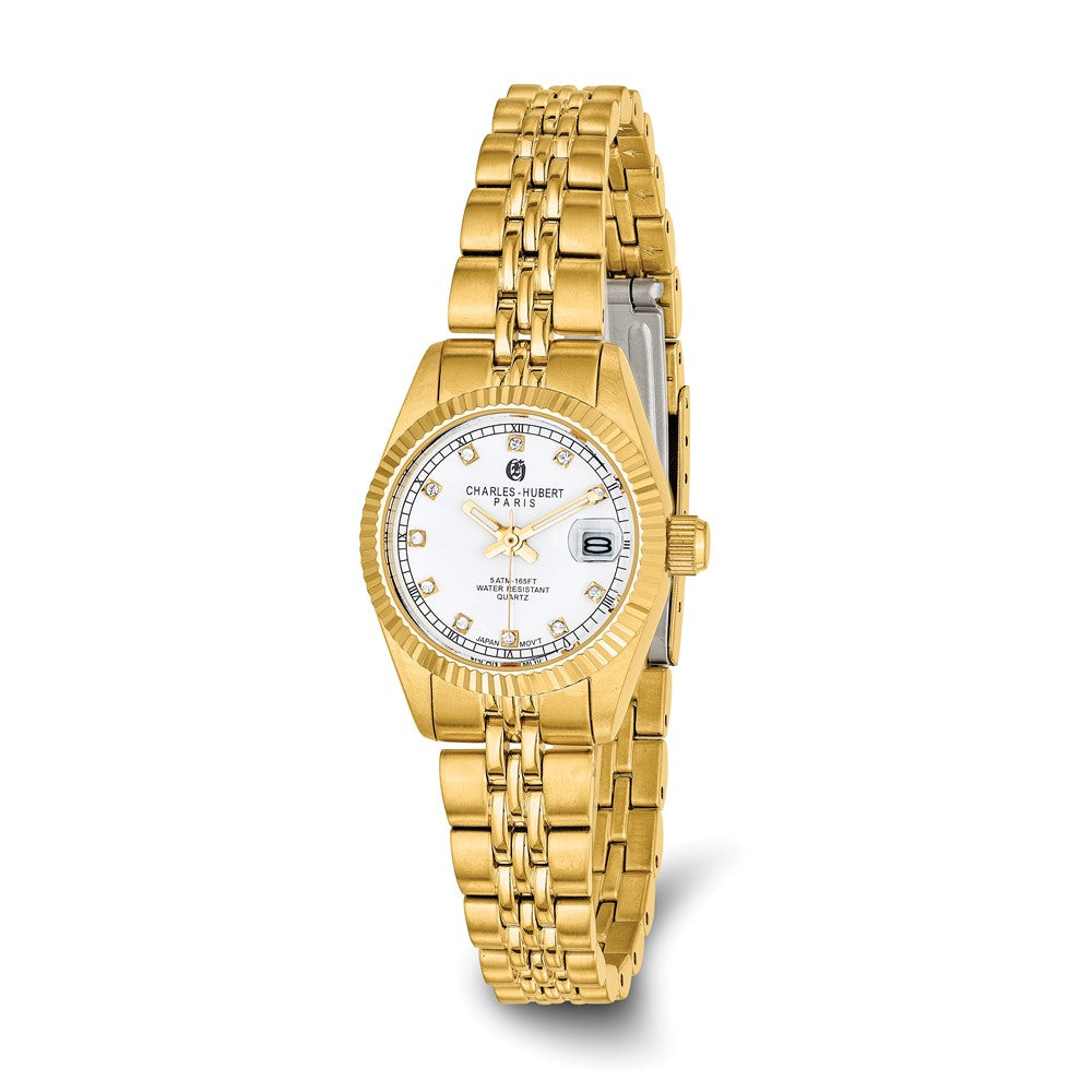Ladies Charles Hubert IP-plated Stainless Steel White Dial Watch