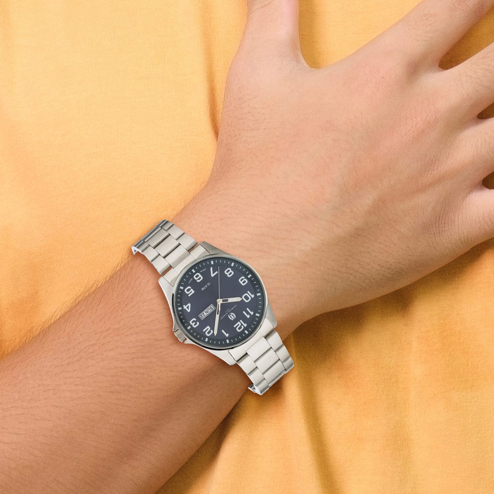 Charles Hubert Stainless Steel Blue Dial Watch