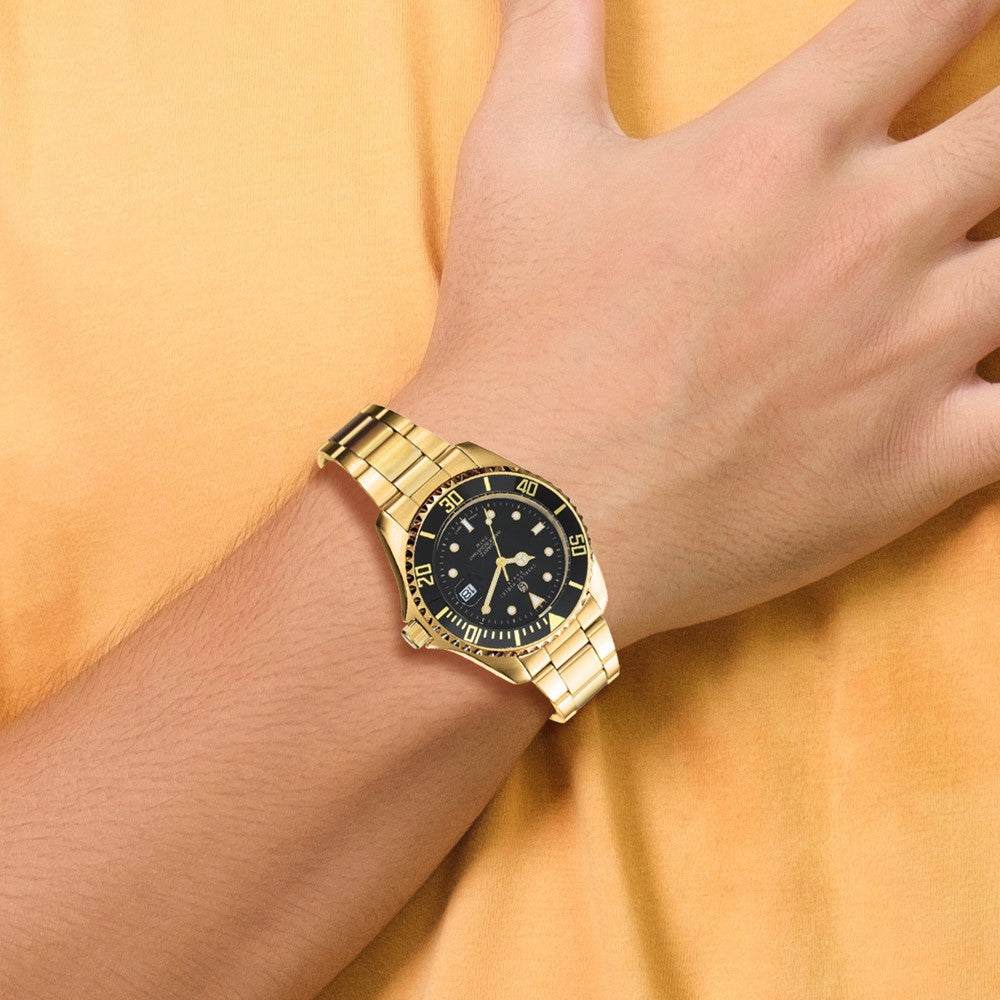 Mens Charles Hubert Gold-plated Stainless Steel Black Dial Watch