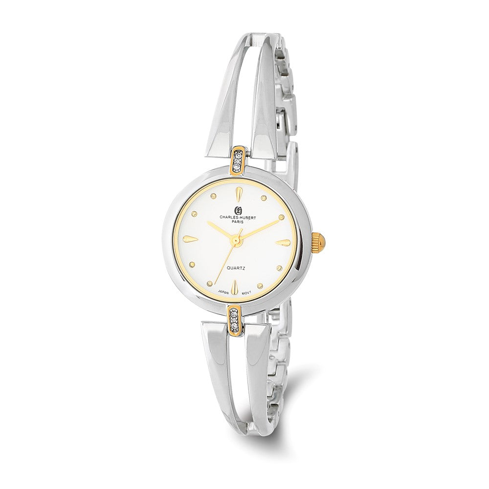 Ladies Charles Hubert Two-Tone Brass White Dial Watch